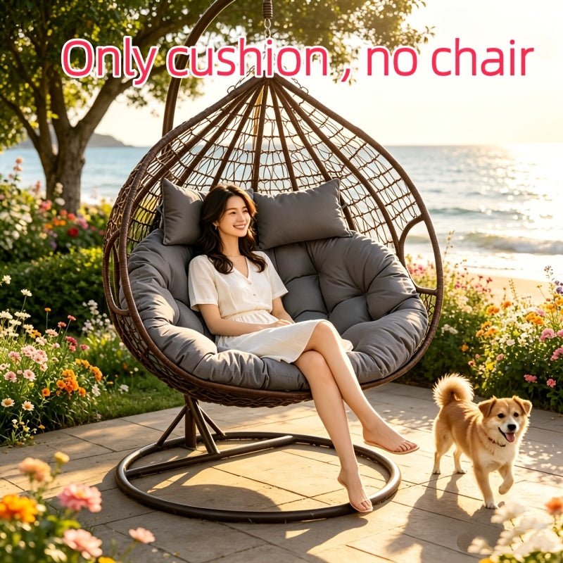 Multi-color Thickened Seat Cushion Set, 59.06 X 39.37inch Hammock Seat Cushion (Standard Cushion and 2 Matching Pillows), Seat Cushion Only Chair Not Included, Comfortable and Durable, Foldable and Portable