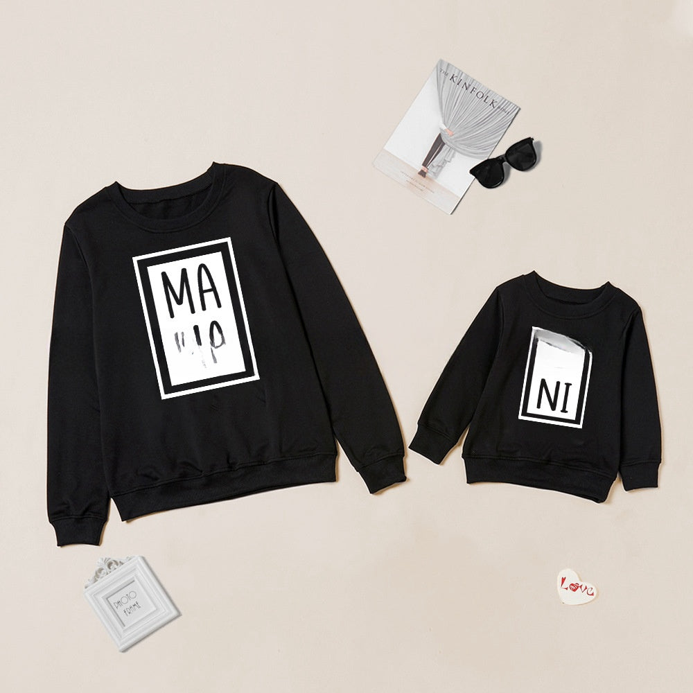 Matching Mother-Daughter Three-Color Fleece Sweatshirt