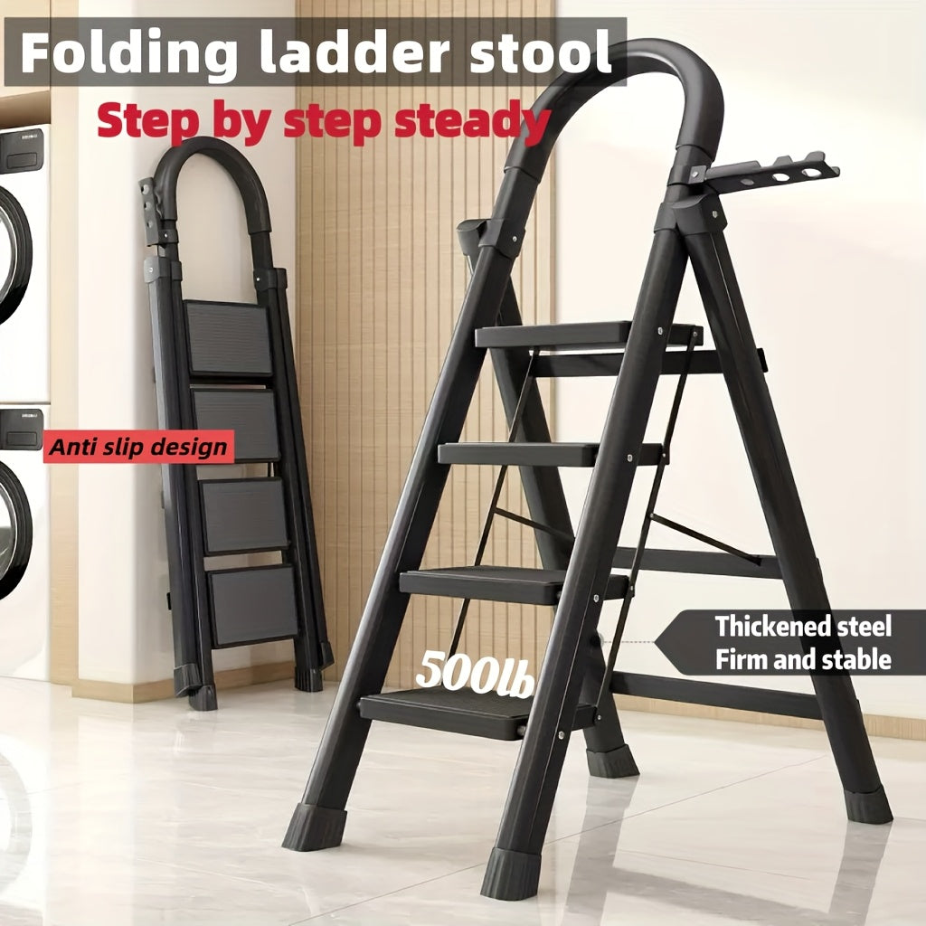 Heavy-Duty 2 to 5-Step Folding Ladder with 500 Lbs Capacity