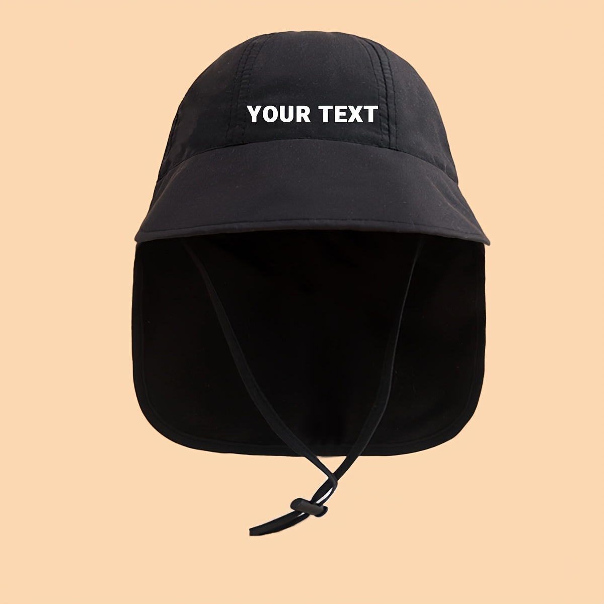 Kids Custom Bucket Hat with Neck Flap, Personalized Name/Date/Inspirational Word, Wide Brim, Adjustable Strap, 5-11 Years