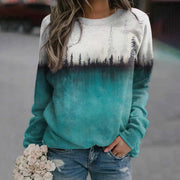 Women's Pine Print Crew Neck Casual Sweatshirt