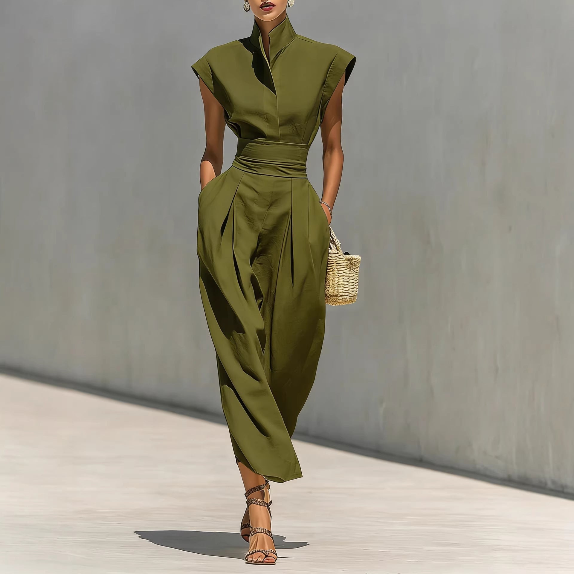 Womens New SpringSummer High-Waisted Midi Skirt
