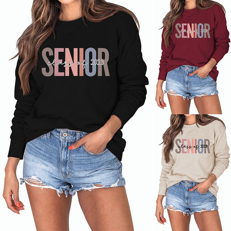 Women's Letter Print Casual Long Sleeve Loose Sweater