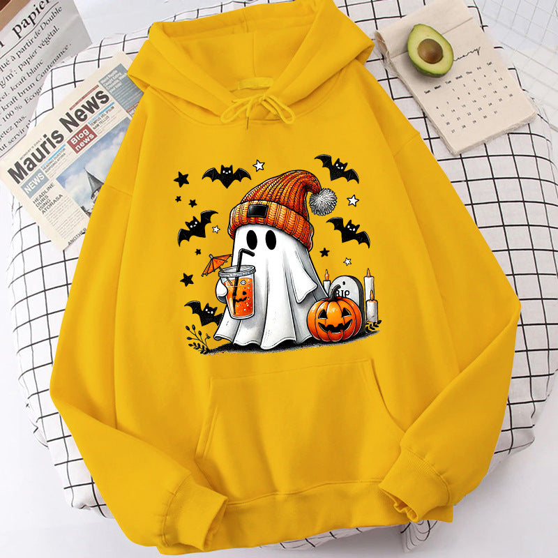 Women's Halloween Ghost Pumpkin Graphic Hoodie