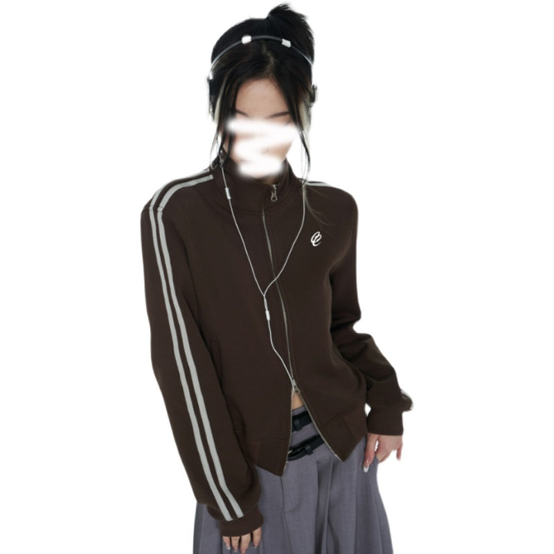 Vintage Double Zipper Sports Jacket Sweater
