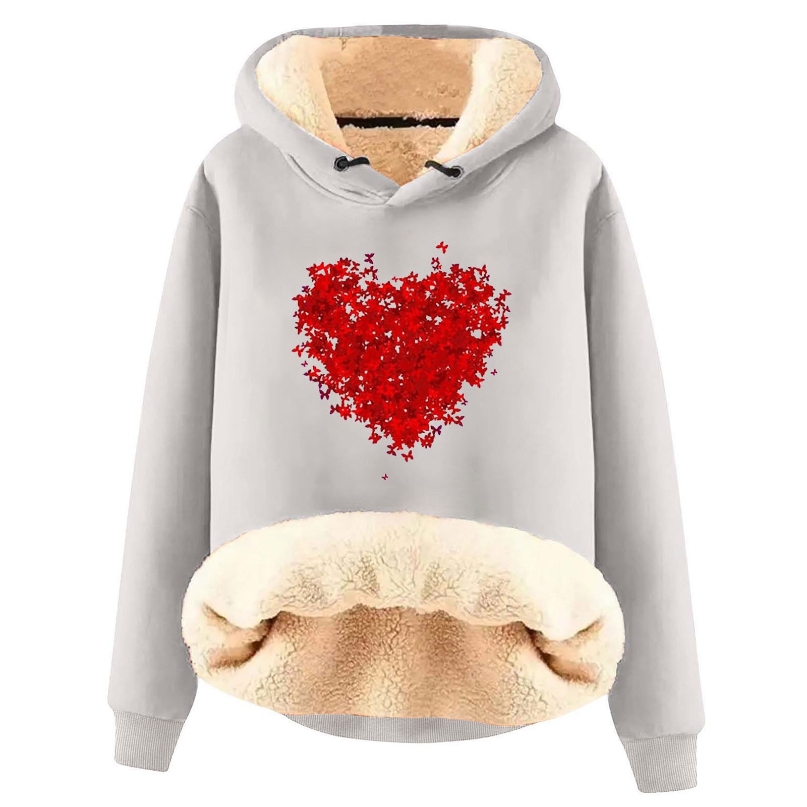 Fleece-Lined Warm Loose Hooded Pullover Sweatshirt