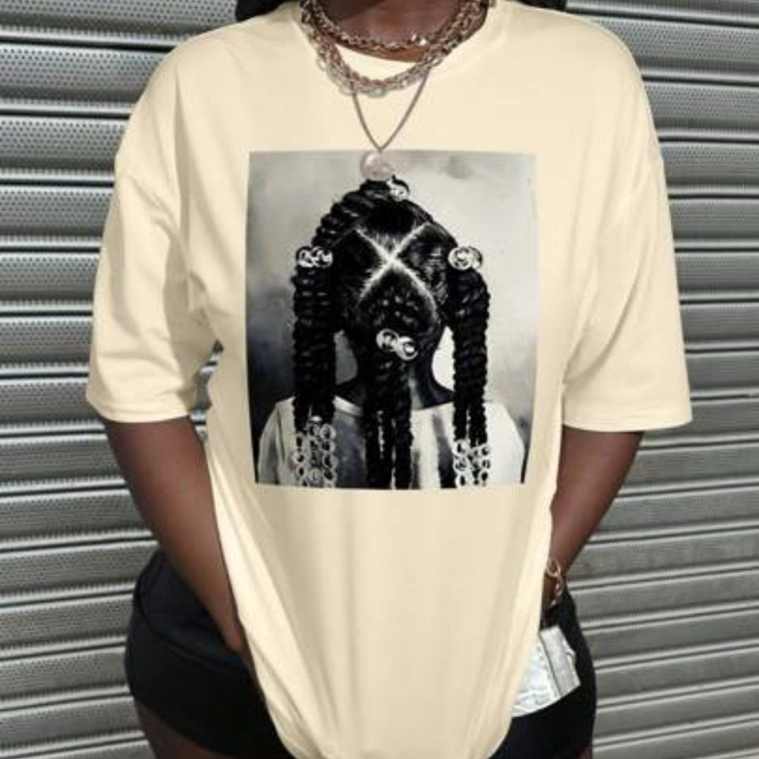 Women's Loose Fit Casual Print Short Sleeve Tee