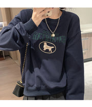 Cute Cartoon Embroidered Oversized Pullover Sweatshirt