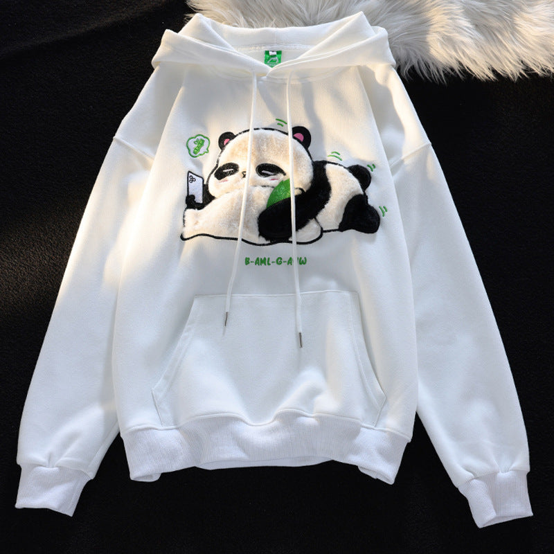 Cute Panda Flocking Hooded Couple Sweater & Casual Coat