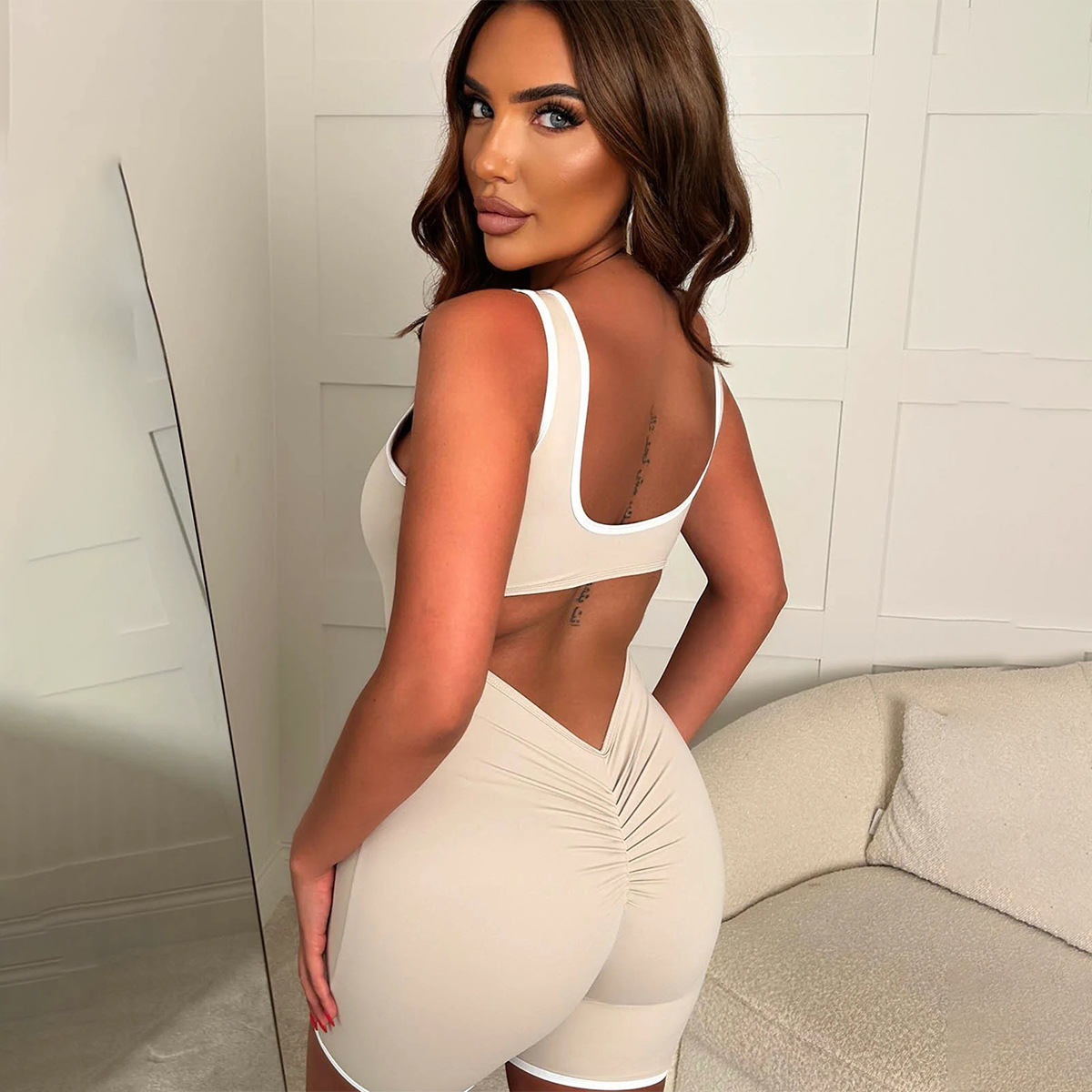 Womens Sporty Yoga Tank Top Shorts And Jumpsuit