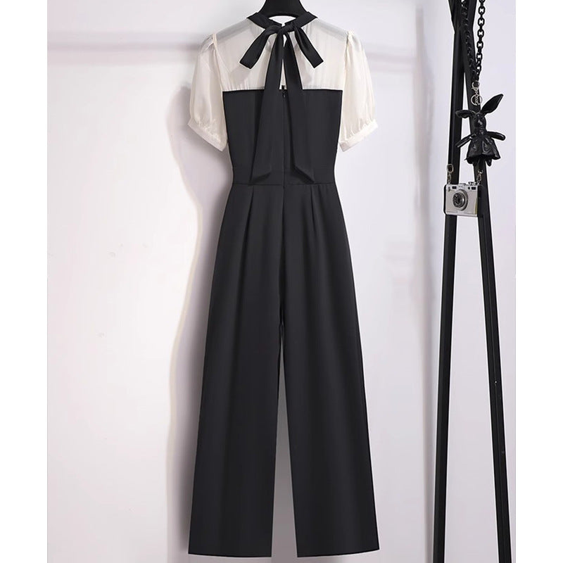 Chic High-Waisted Wide-Leg Jumpsuit with Horn Sleeves