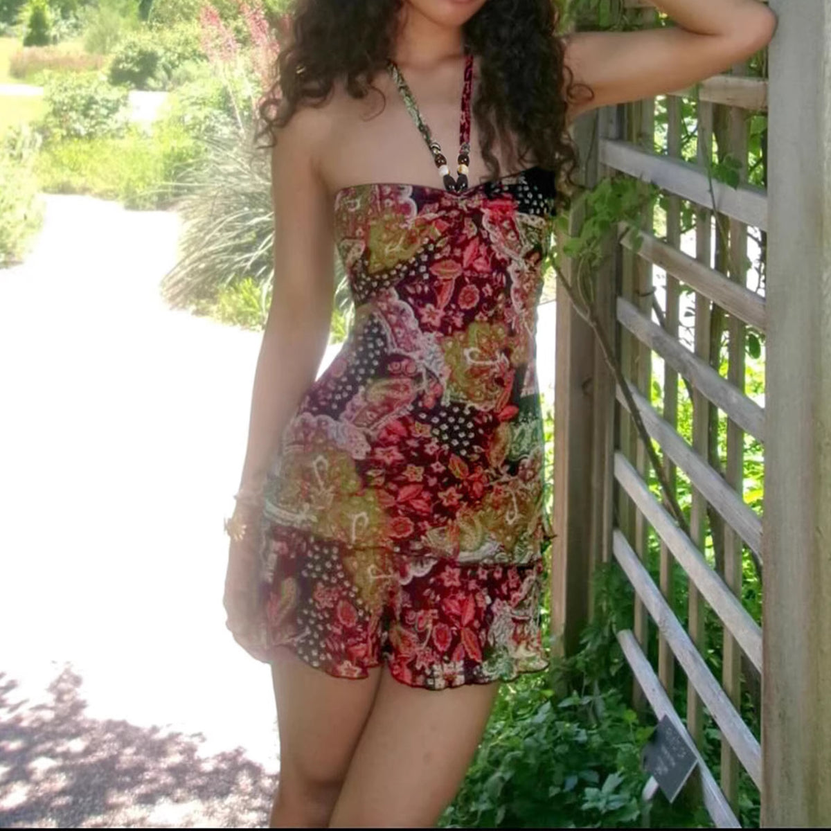 Retro Halter Ruffle Mini Dress