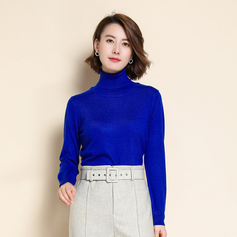 Womens Turtleneck Pullover Sweater Loose-fit Knitwear