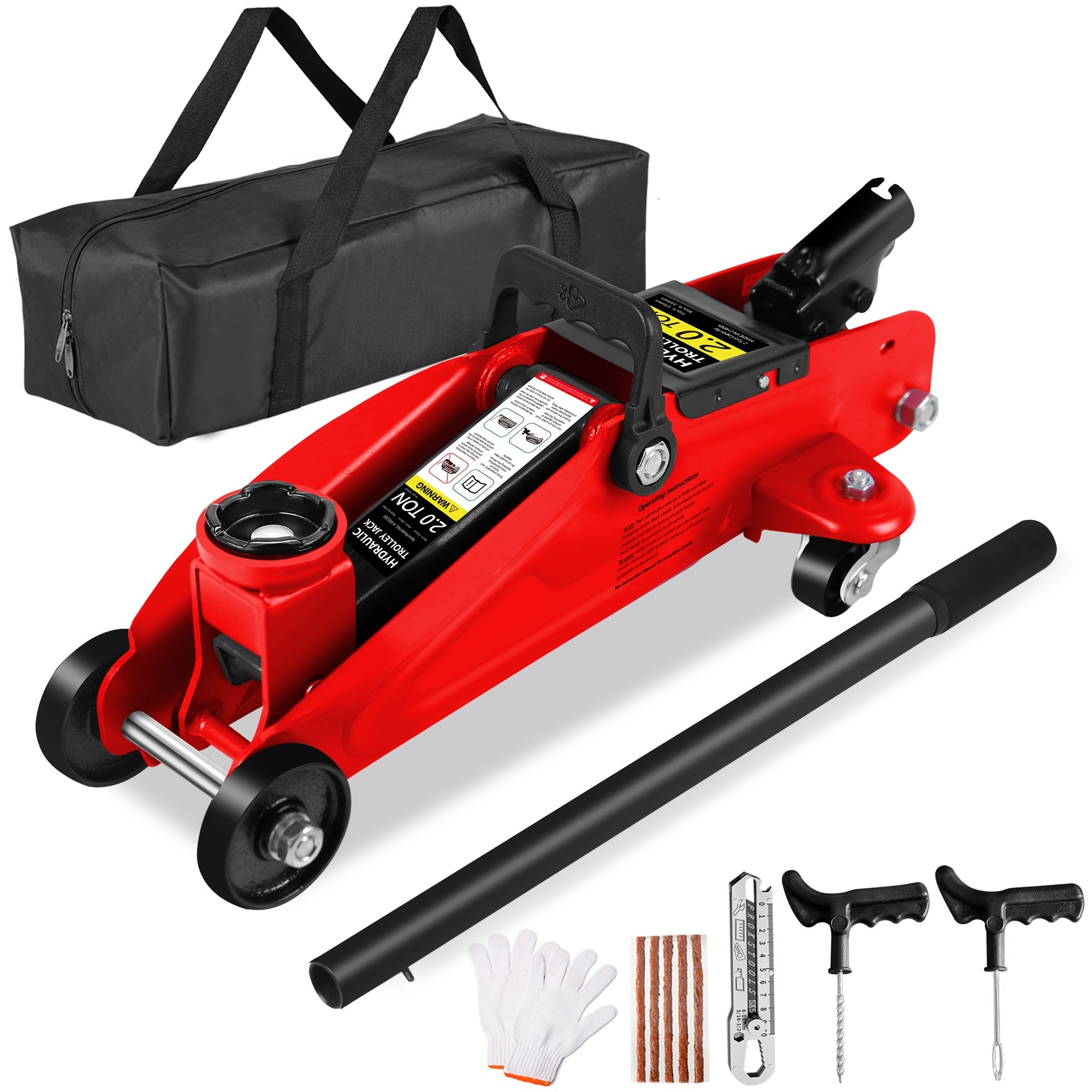 Hydraulic Trolley Floor Jack – Low Profile Steel Jack with Optional 2‑3.5 Ton Capacity and 2 Ratchet 3‑Ton Jack Stands