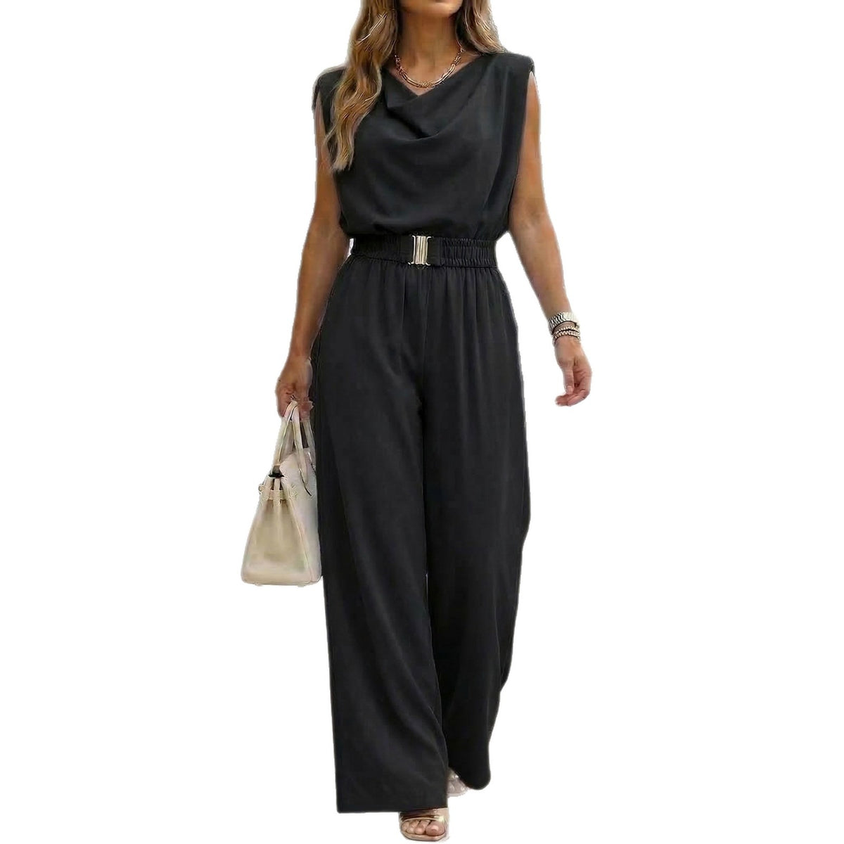 Women's Casual Off-Shoulder Wide-Leg Jumpsuit