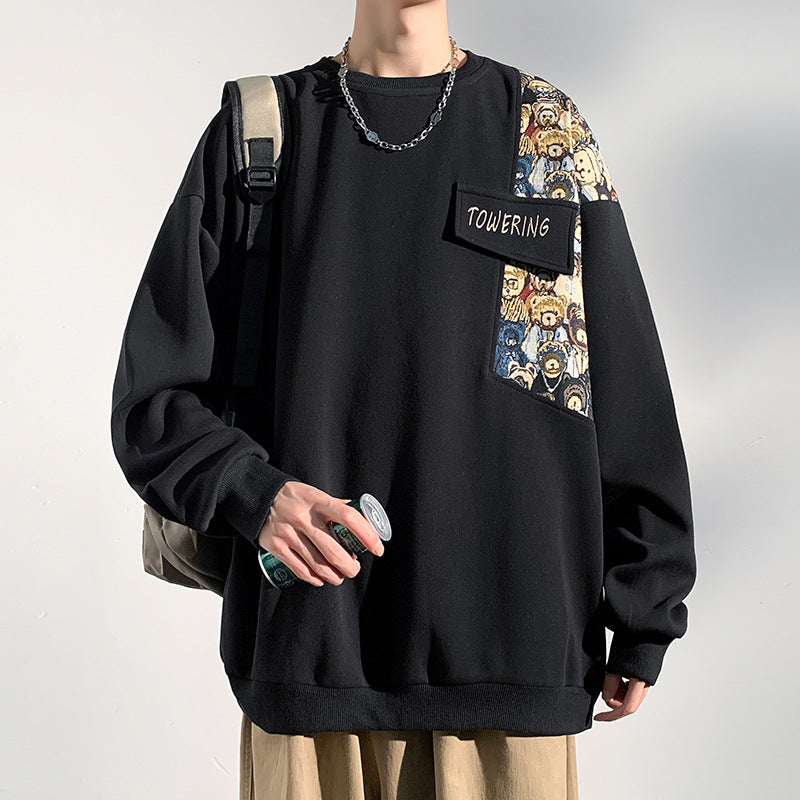 Retro Bear Embroidered Crewneck Sweater