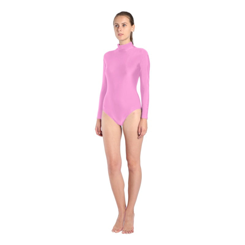 Women's Short Small Turtleneck Dancing Dress Back Zipper Tights