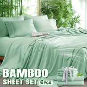 6PCS Bamboo Blend Bed Sheet Set-Flat Sheet, Fitted Sheet And 4 Pillowcases, Luxury Lyocelly Breathable Sheet Set, Ultra Soft Sheet For Hot Sleepers, Deep Pocket, King/Queen/Full -Halloween Gift