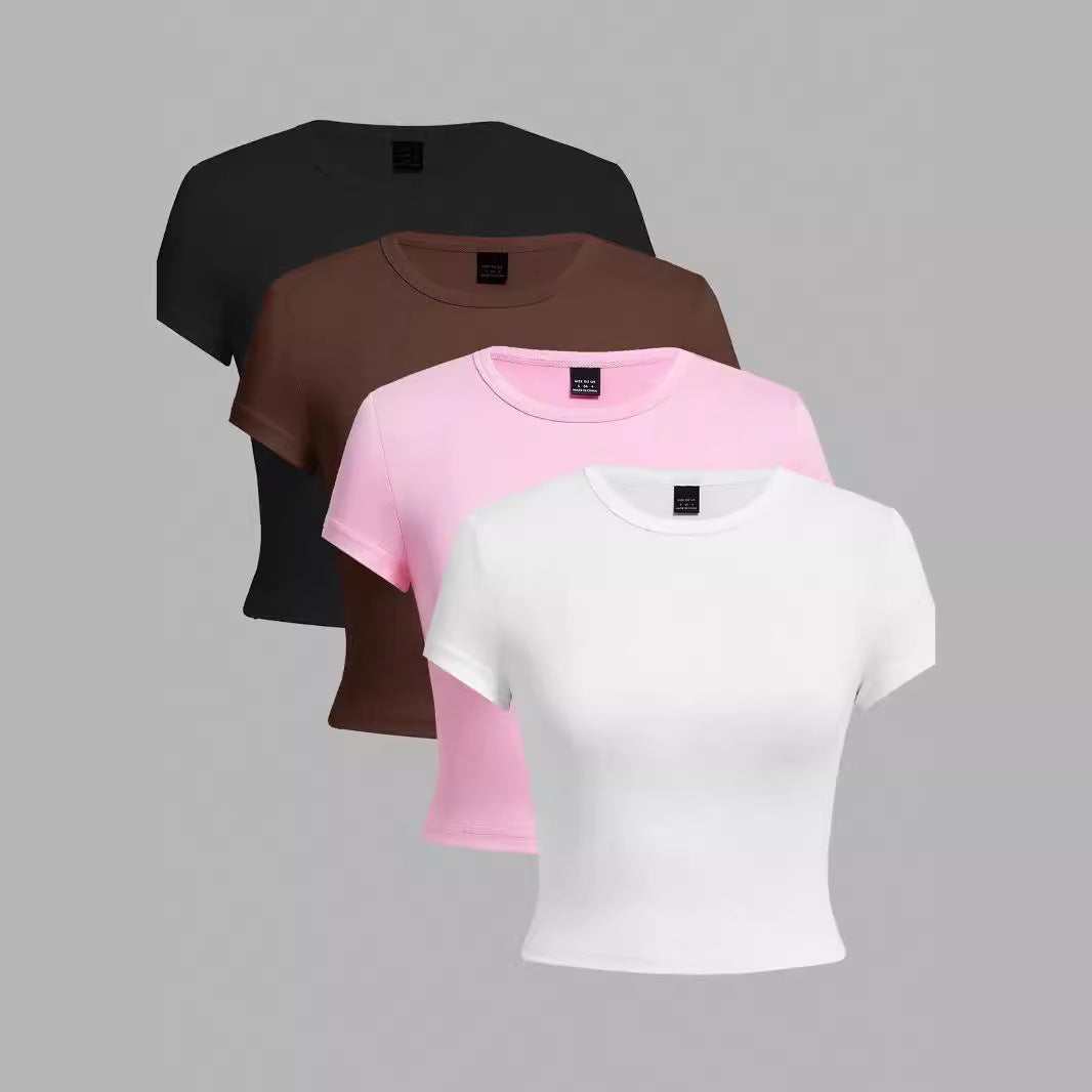 Slim Fit Short-Sleeve Crew Neck Top – Sexy & Casual