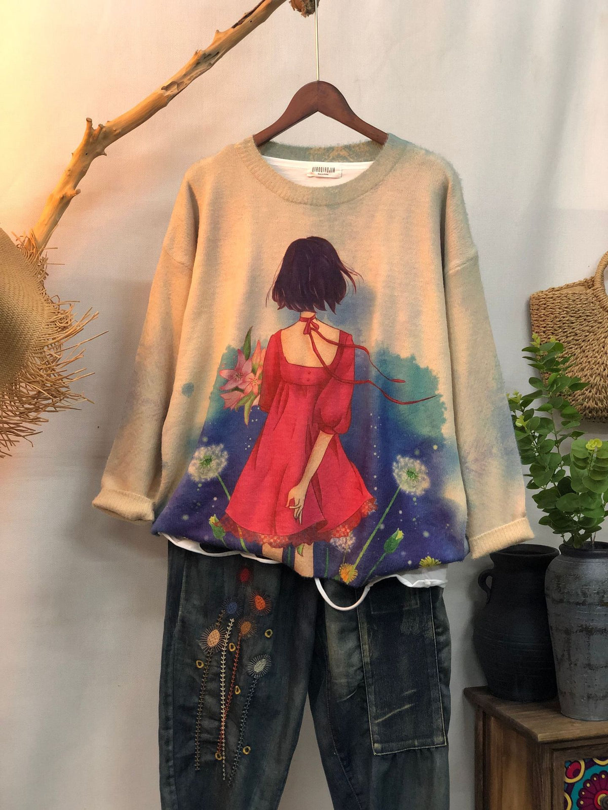 New Women's Loose-fitting Round-neck Sweater for Outerwear