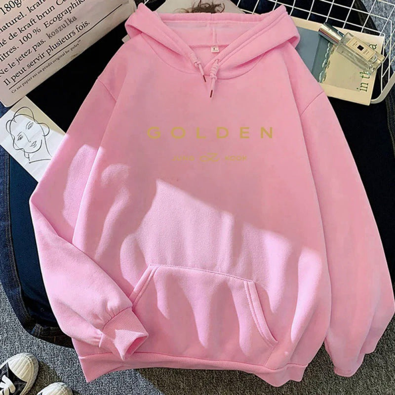 Gold Pattern Printed Leisure Pullover Sweater