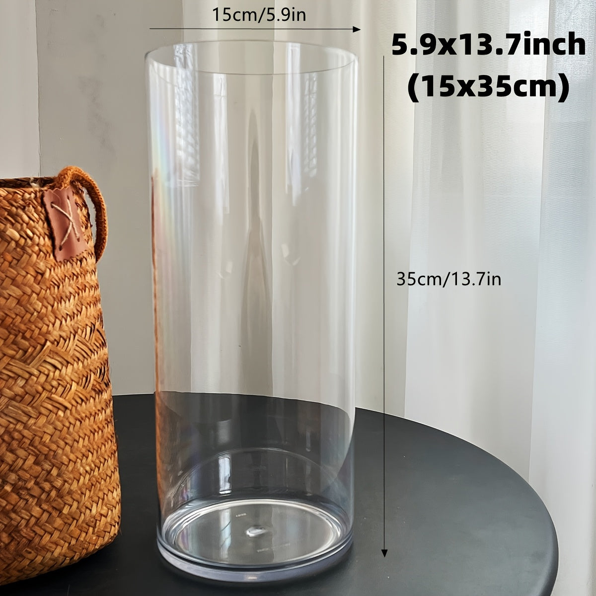 A Transparent Tabletop Vase, with a Wide Mouth of 5.9 Inches (15 Cm), Available in 5 Sizes, Made of Durable Acrylic Material, Suitable for Home Decoration in Kitchens, Living Rooms, Wedding…