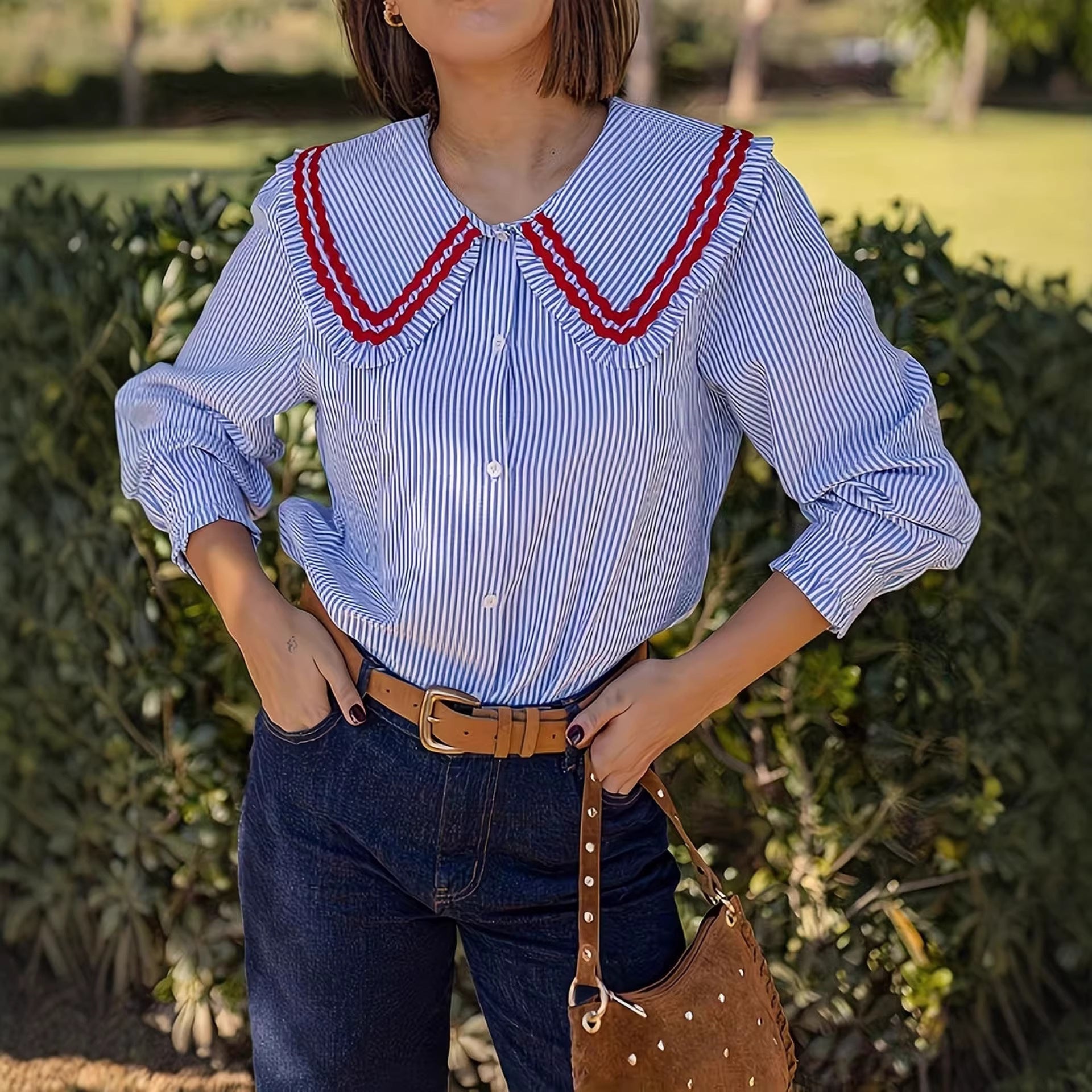 Loose Fit Striped Long‑Sleeve Shirt – Effortless Street Style