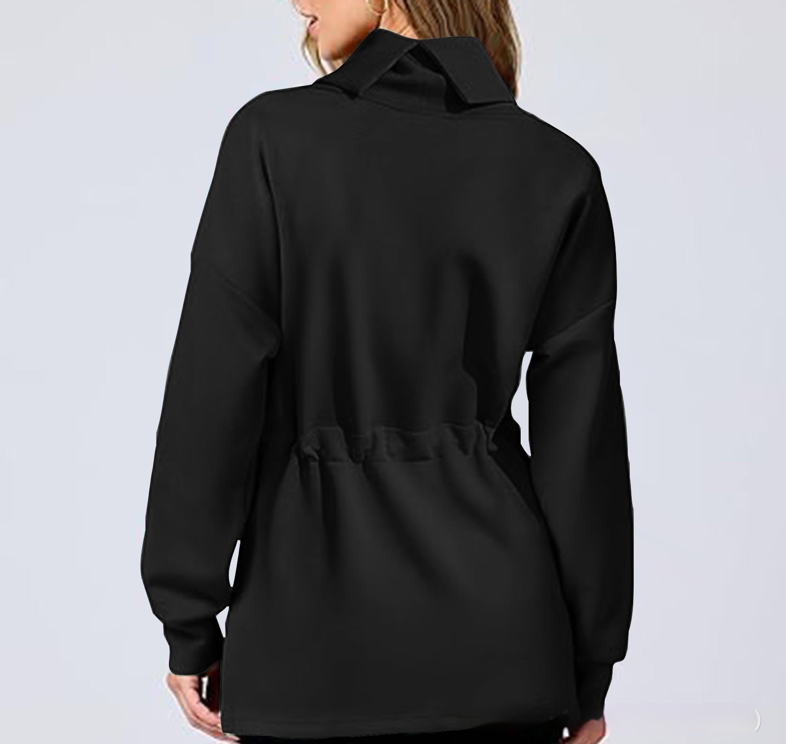 Women's Drawstring Mid-Length Casual Pullover Sweater