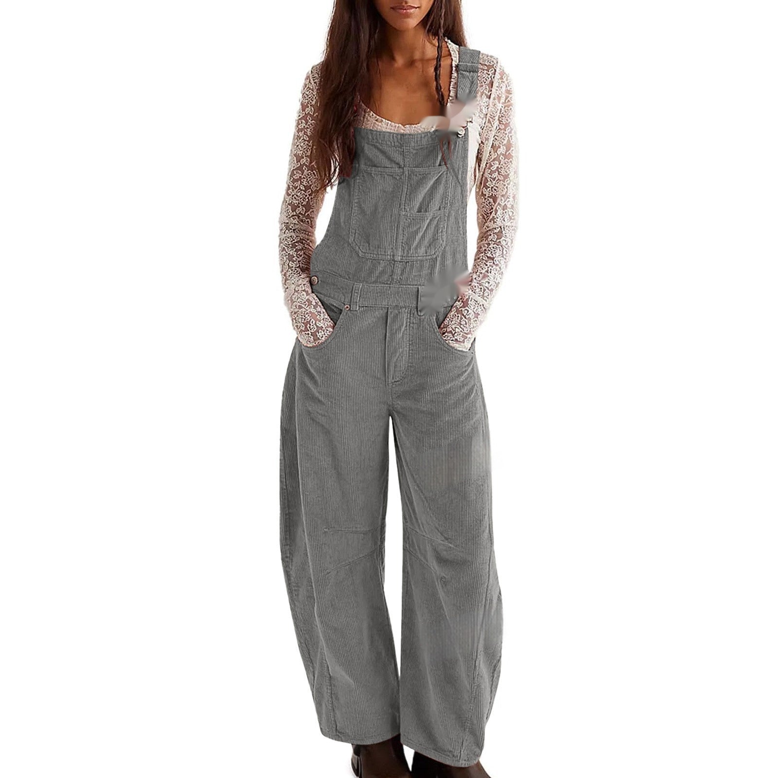 Chic Corduroy Wide-Leg Casual Overalls