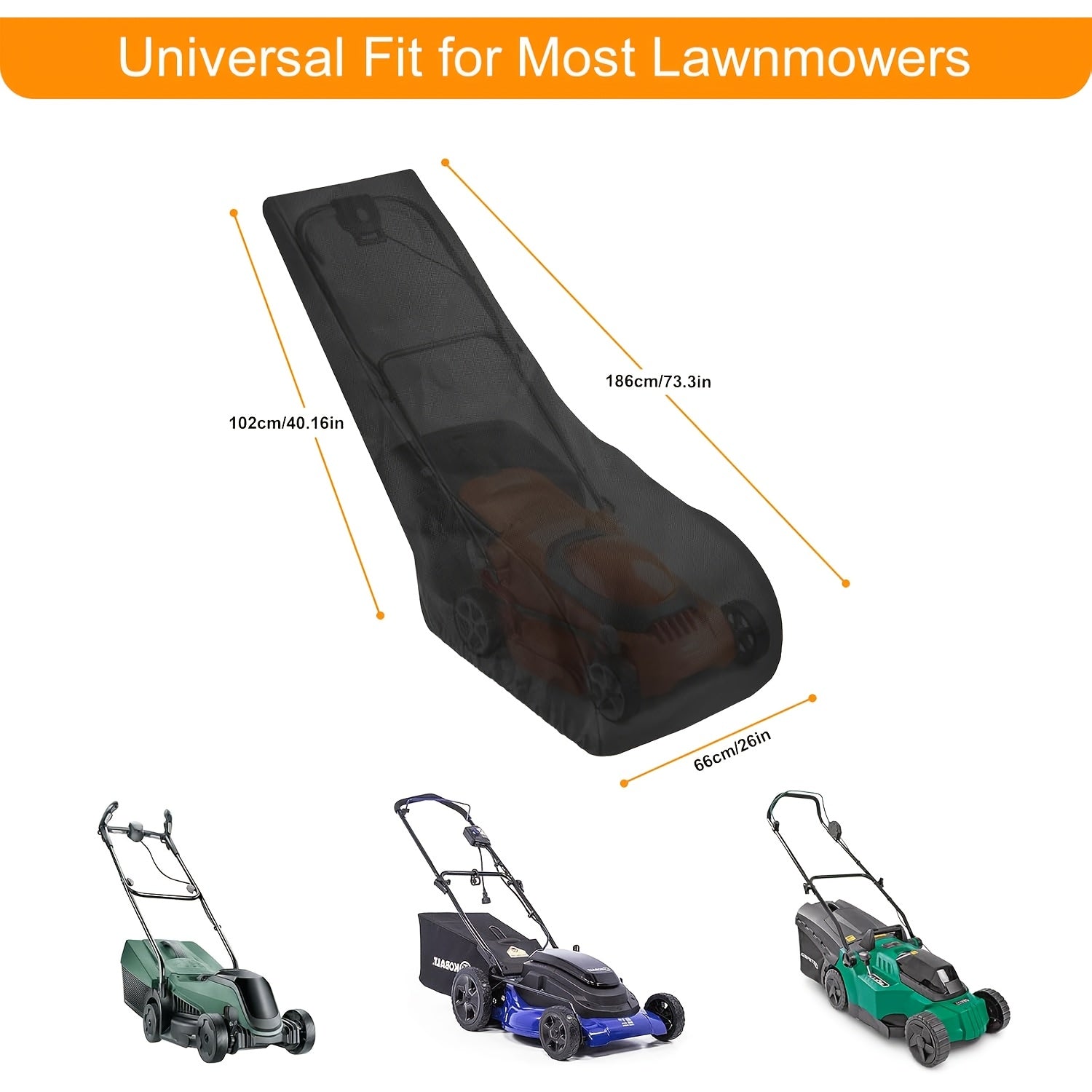 Universal Fit Lawn Mower Cover – 73.3 x 26 x 40.2 Inches