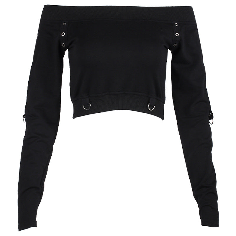 Women's Off-Shoulder Slim Fit Cropped Sweater