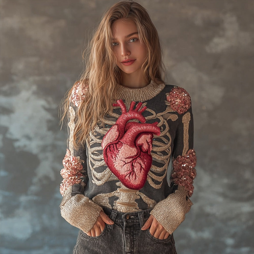 Digital-print Crew-neck Loose-fit Sweater