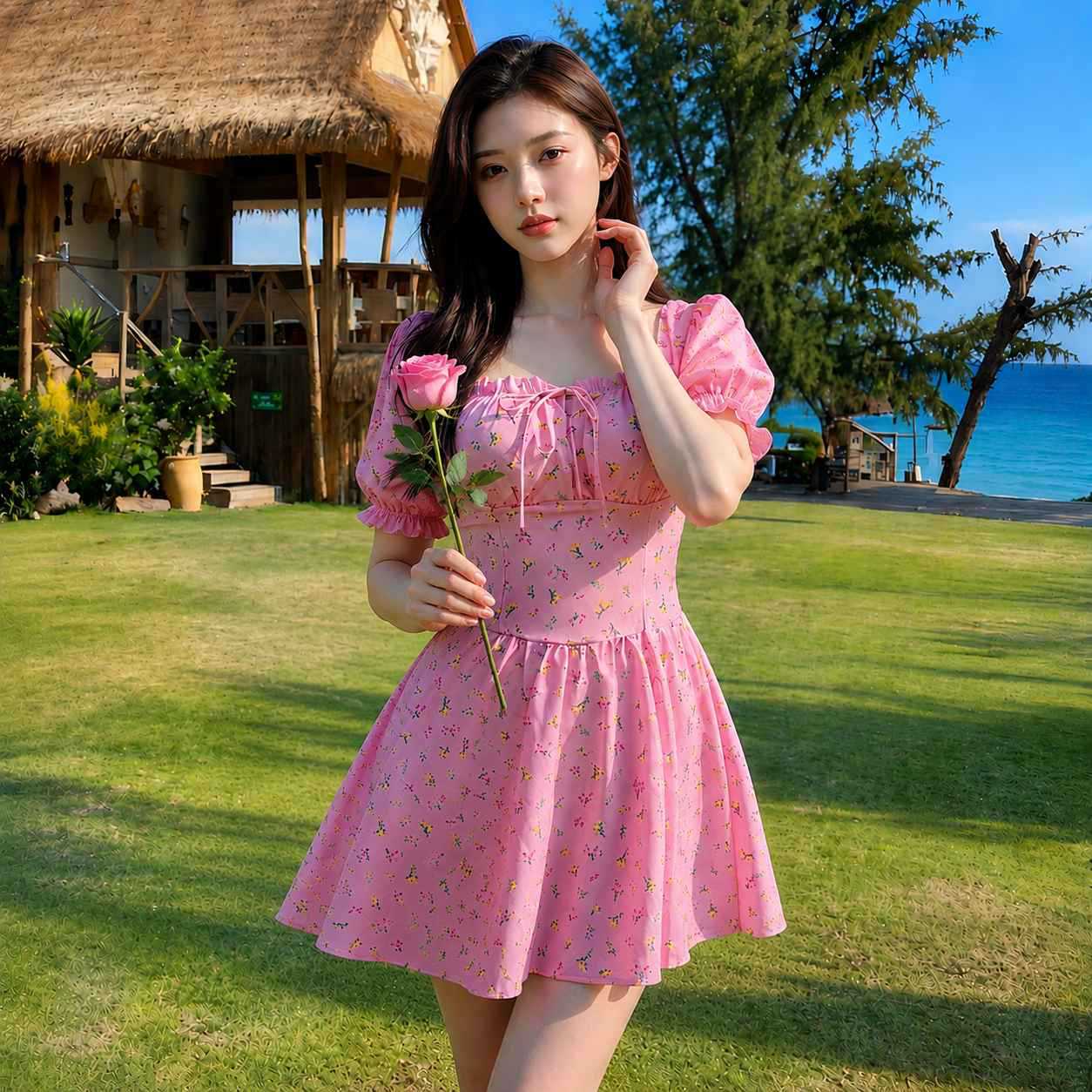 One-piece Slimming Conservative Dress-style Women's Swimsuit