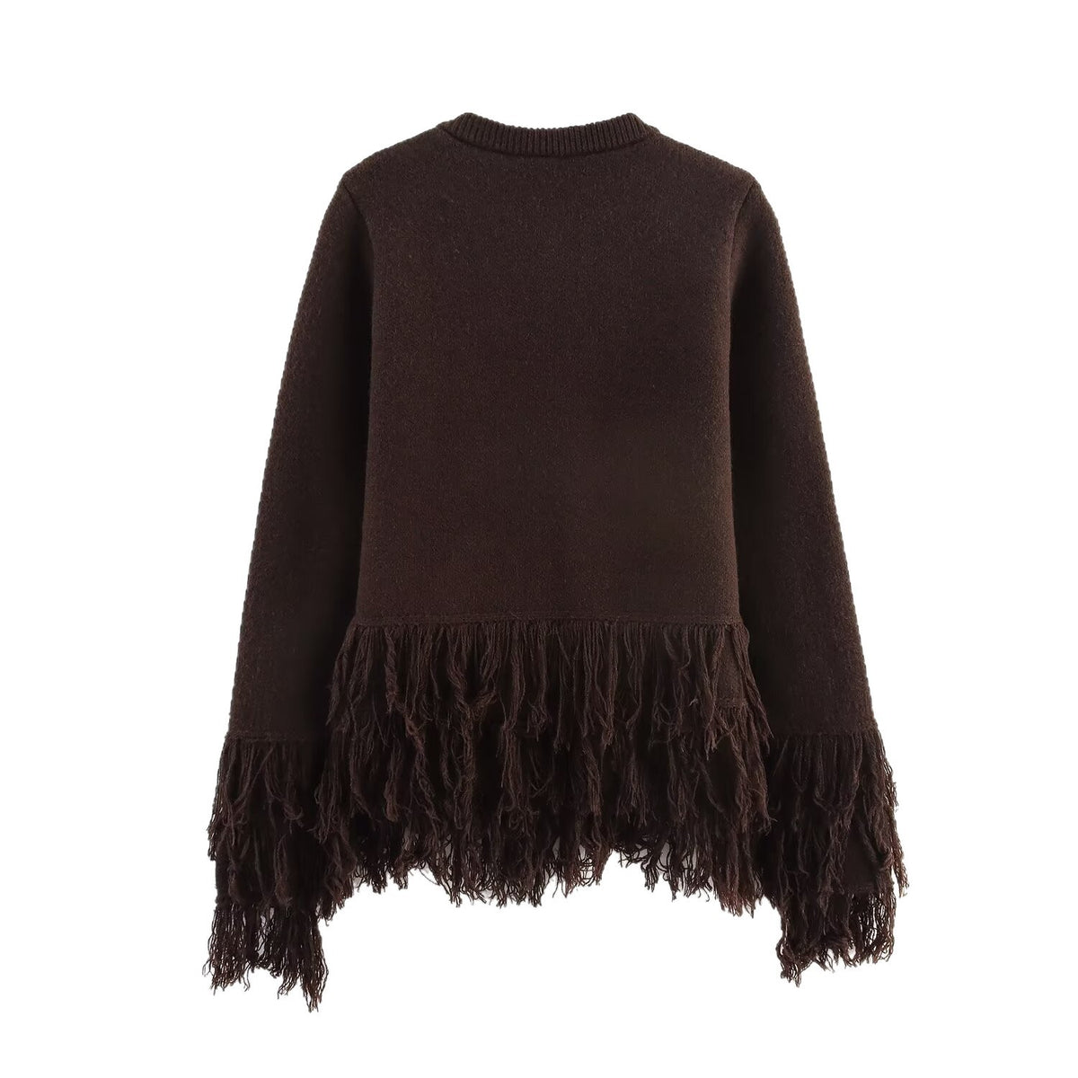 Fashionable Tassel-trimmed Button Knitted Coat for Women