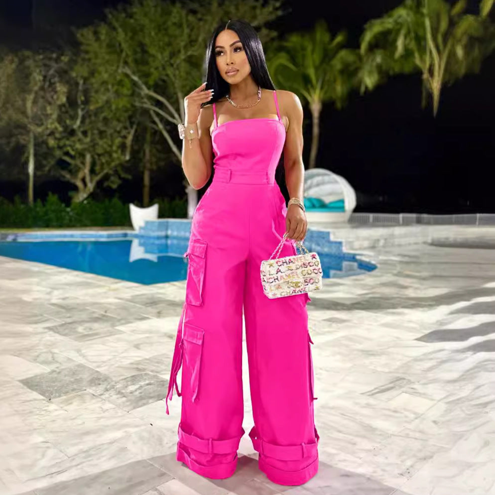 Women's Utility Wide-Leg Jumpsuit with Pockets