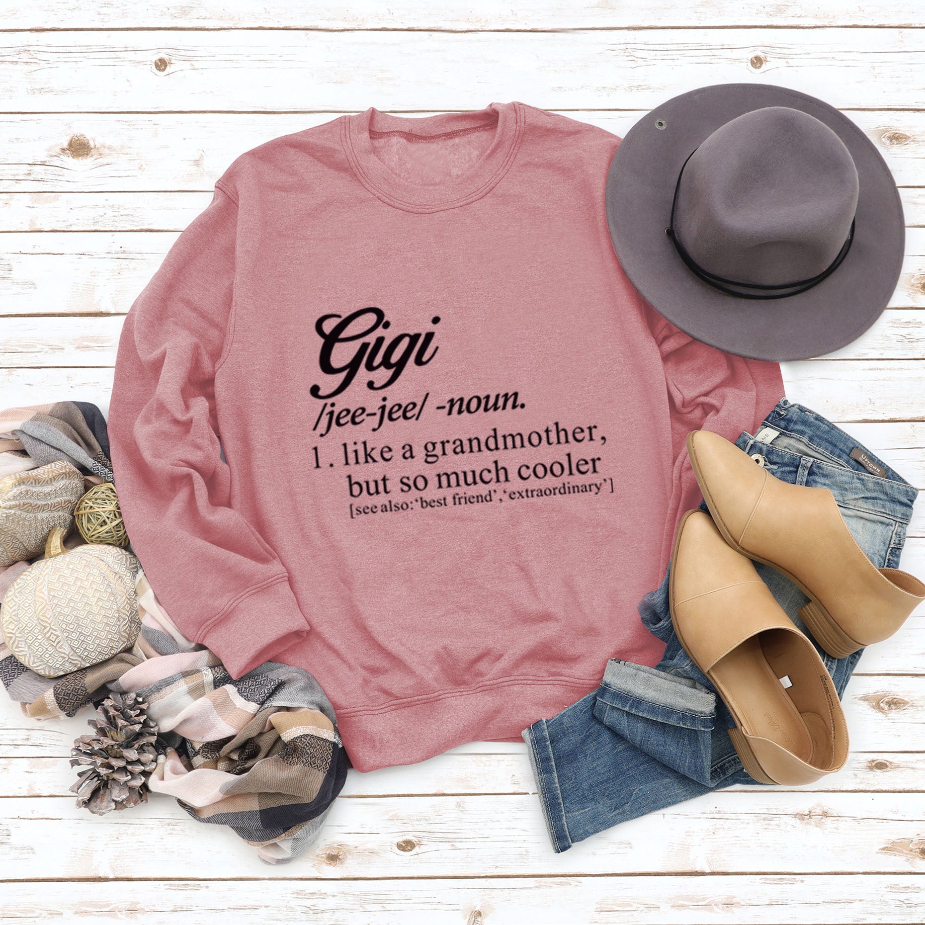 Women's Oversized Letter Print Long Sleeve Crewneck Sweater