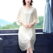 Luxe 3D Embroidered Silk Dress for Women