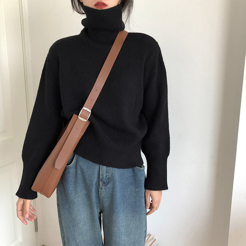 Japanese-style Retro Turtleneck Sweater for Women Loose and Laid-back