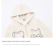 Cute Cartoon Cat Embroidered Cardigan Sweater