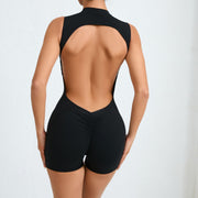 Hollow Back Workout Jumpsuit with Chest Pad