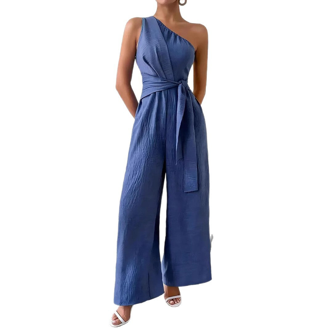 Women's Casual Wide-Leg Jumpsuit with Belt