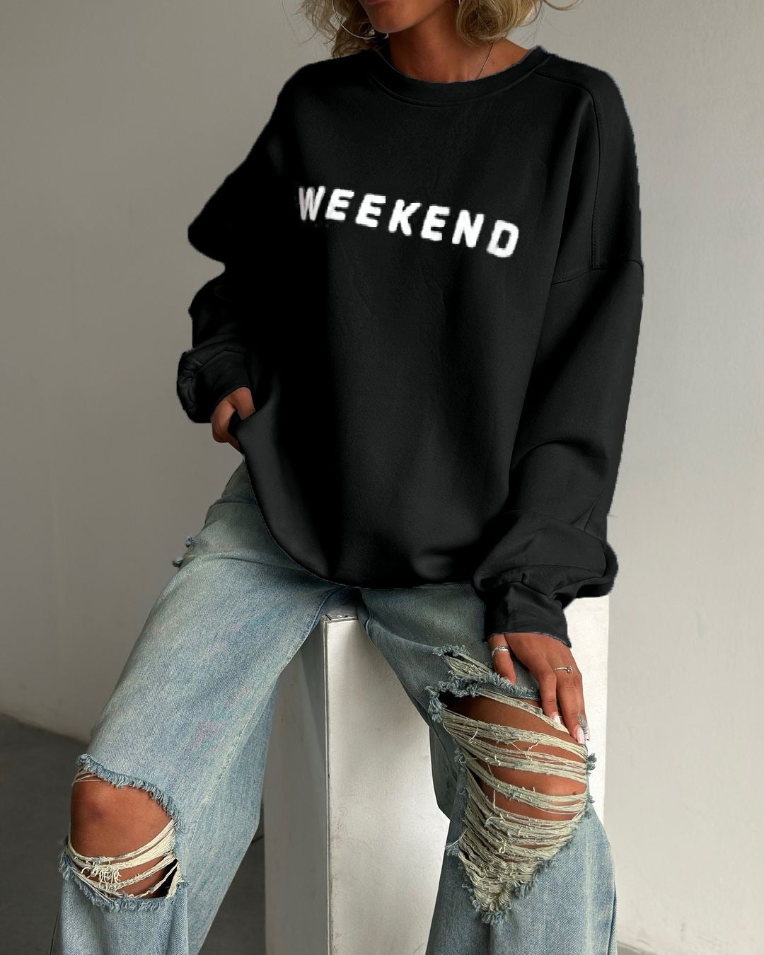 Cozy Women's Printed Long Sleeve Thick Pullover Sweatshirt