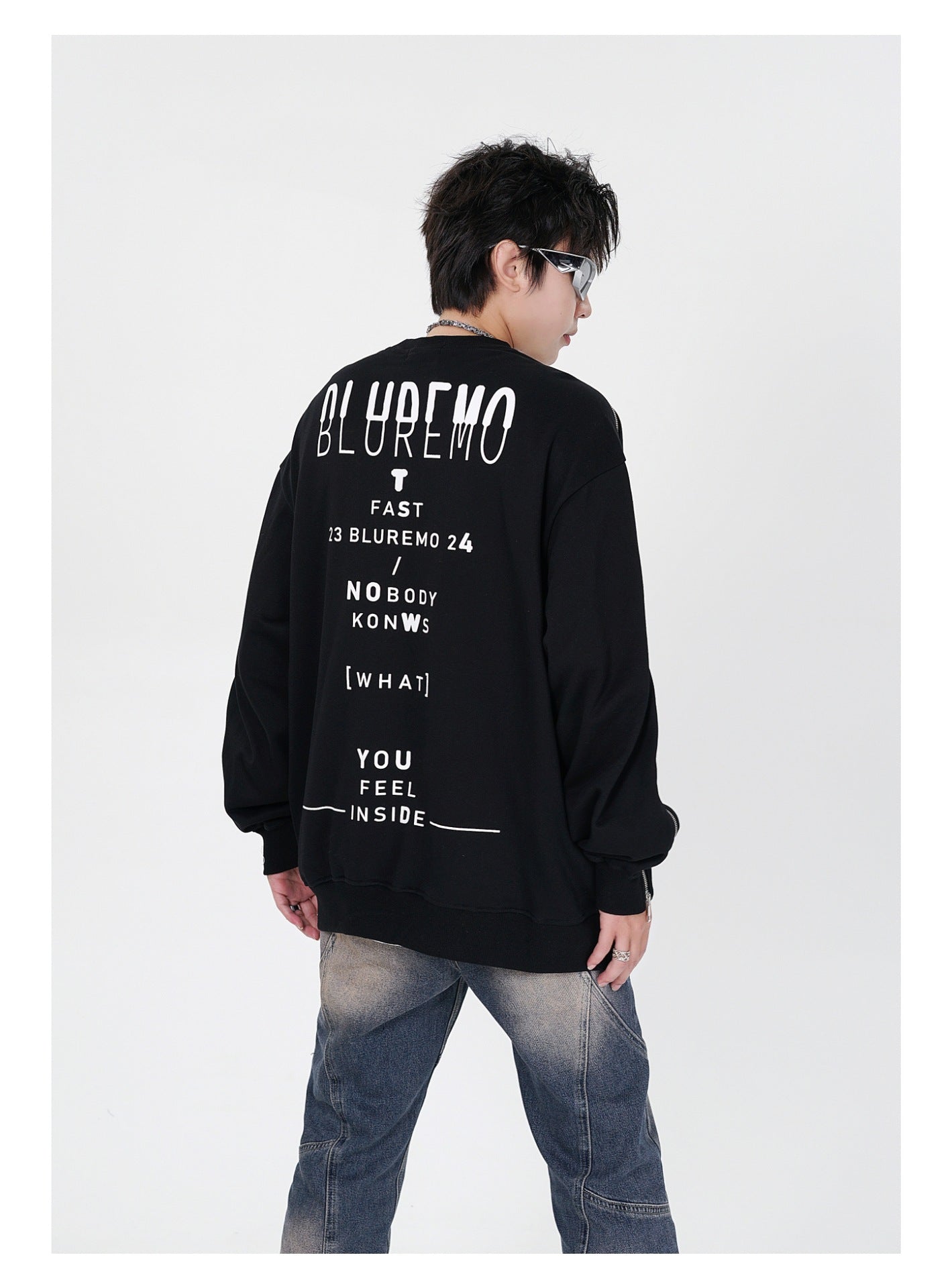 Letter Print Zipper Pullover Sweatshirt