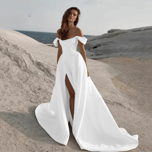 Elegant One-Shoulder Satin Wedding Dress