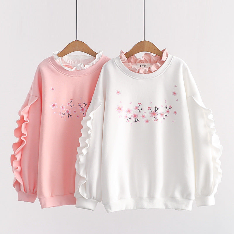 Women's Printed Long Sleeve Fleece Pullover Top
