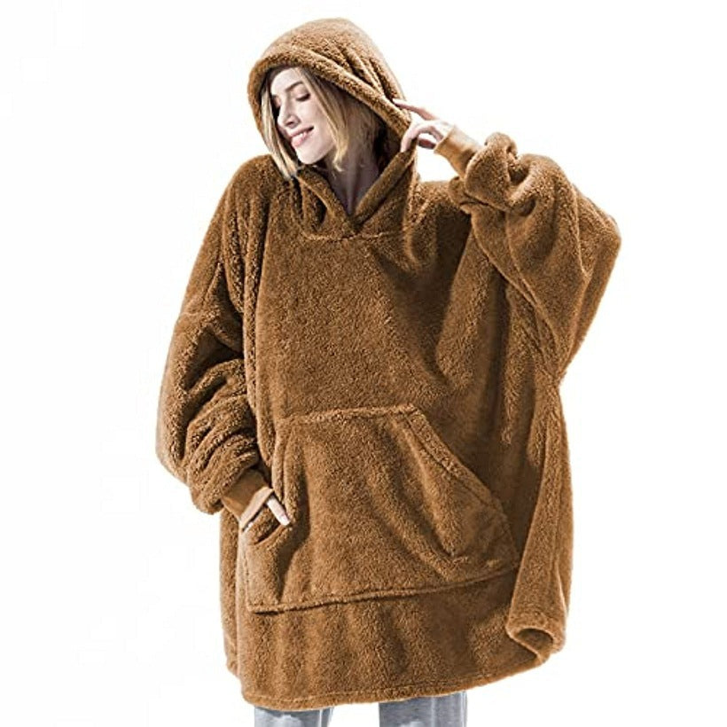 Cozy Oversized Winter Hoodie with Pocket for Women