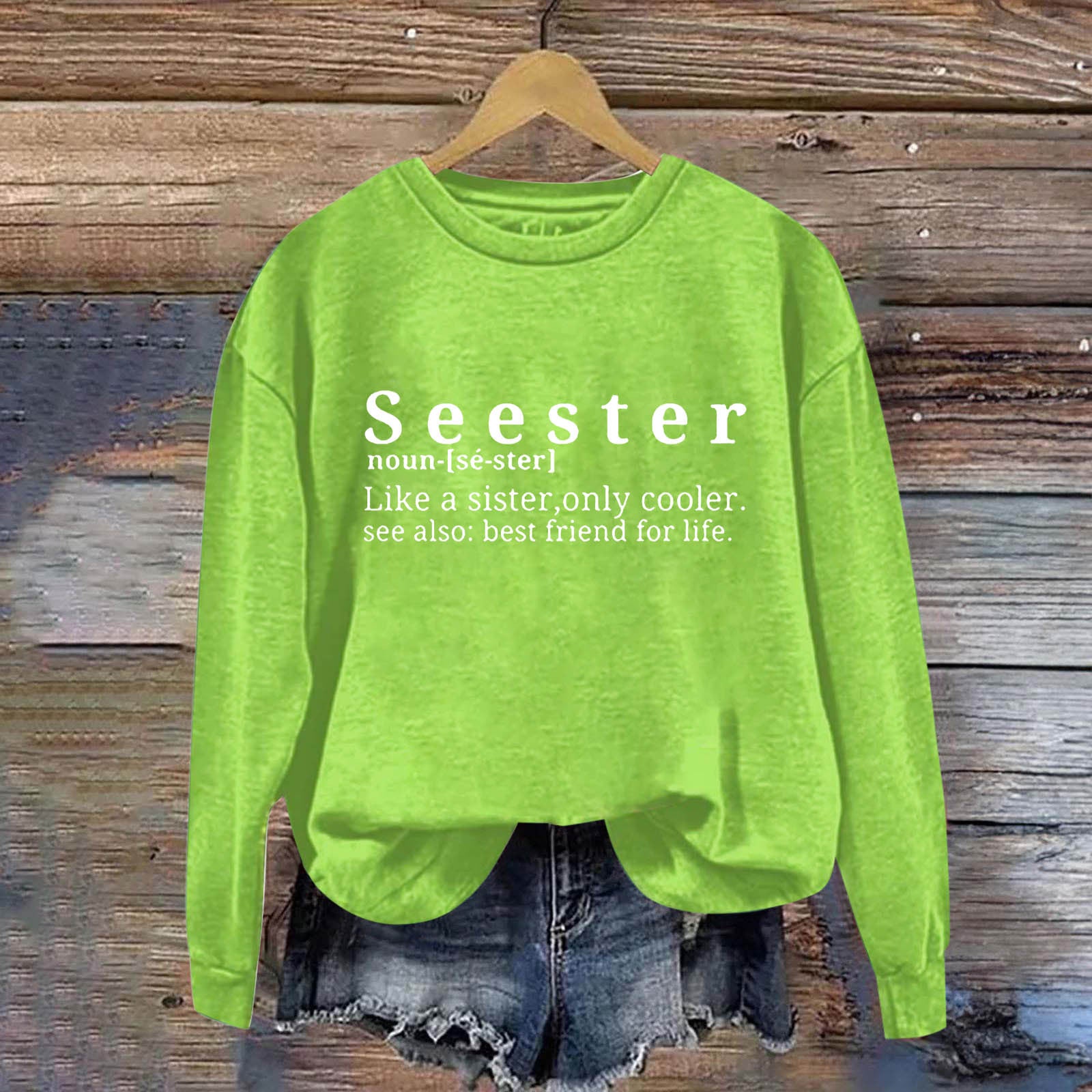 Chic Letter Print Round Neck Women's Casual Sweatshirt