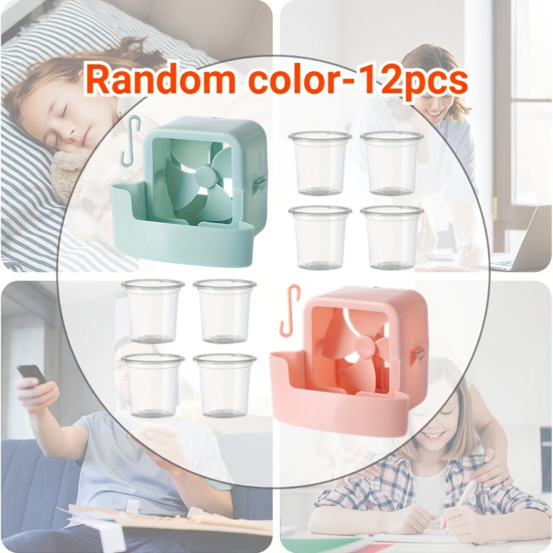 12-Piece Portable Fan Cooling Set with Hook Mount and Ice Cube Compatibility