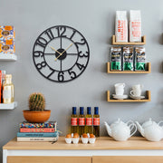 18 Inch Metal Large Wall Clock for Living Room Decor Battery Operated Silent Black Wall Clocks with Arabic Numerals