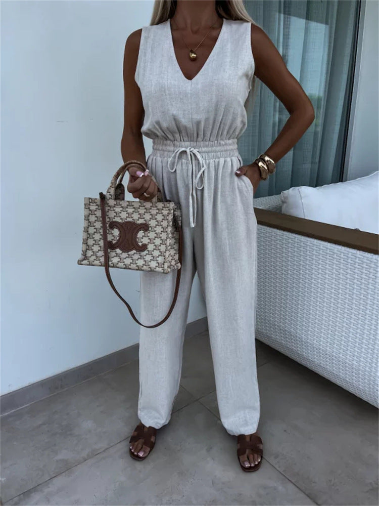 Elegant High-Waisted Sleeveless Jumpsuit